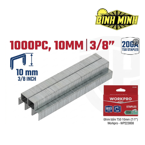 Ghim bấm T50 10mm (3/8'') Workpro - WP223008