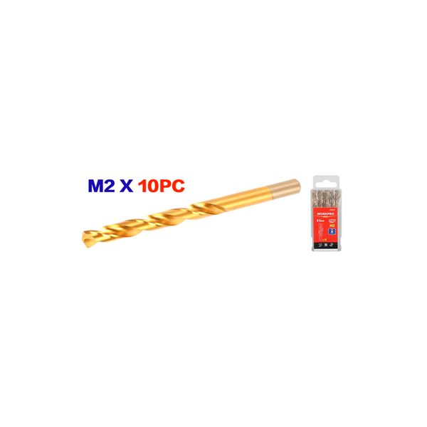 Mũi khoan xoắn HSS-G M2, kích thước: 2.2mm, (1 bộ = 10 cái) Workpro - WP400153