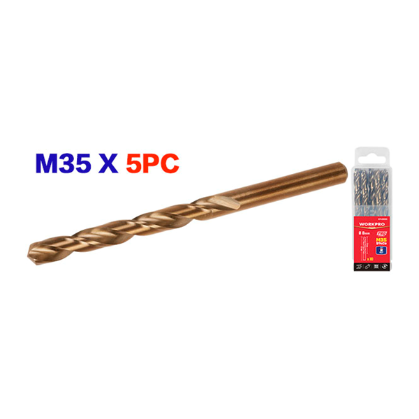 Mũi khoan xoắn HSS-G M35, kích thước: 9.5mm, (1 bộ = 5 cái) Workpro - WP400087