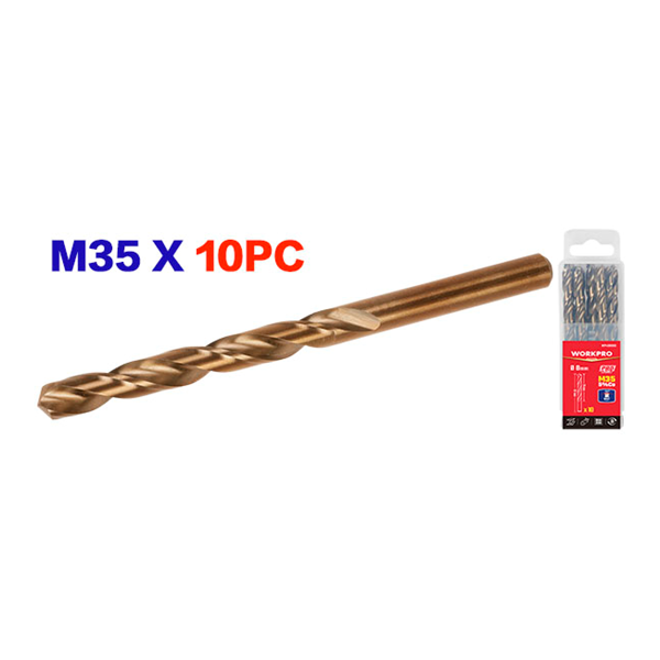 Mũi khoan xoắn HSS-G M35, kích thước: 6.5mm, (1 bộ = 10 cái) Workpro - WP400079