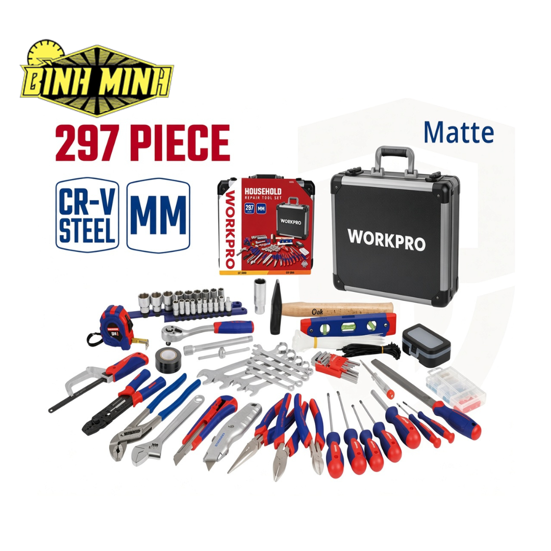 Bộ công cụ vỏ nhôm Workpro WP209100 | 297 chi tiết | Thép CR-V