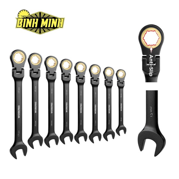 Bộ cờ lê kết hợp chống trượt đầu mềm, không điều chỉnh được (1 Bộ = 8 Cái) Hệ Mét Workpro - WP202603