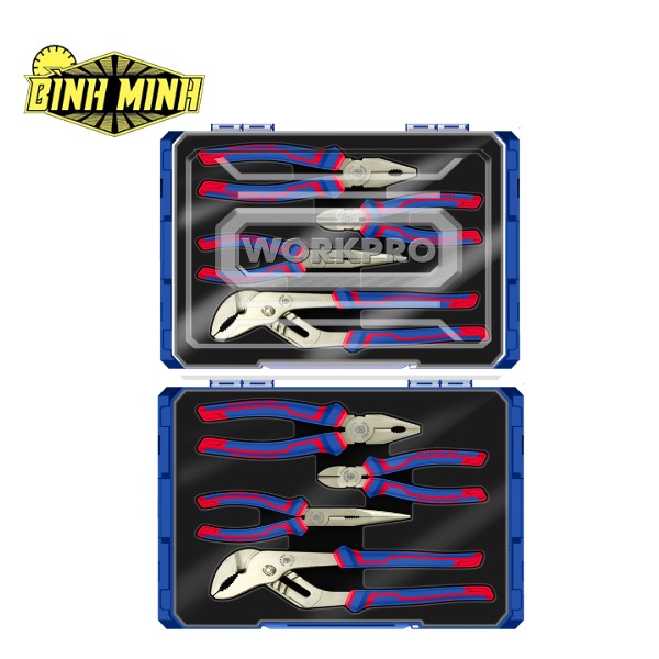 Bộ kìm 4 cái (gồm: điện, cắt, nhọn, mỏ quạ) Workpro - WP209133