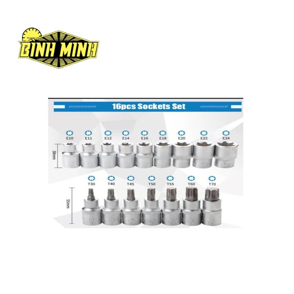 Bộ đầu vặn vít 1/2 inch (1 bộ = 16 cái) Workpro - WP202596