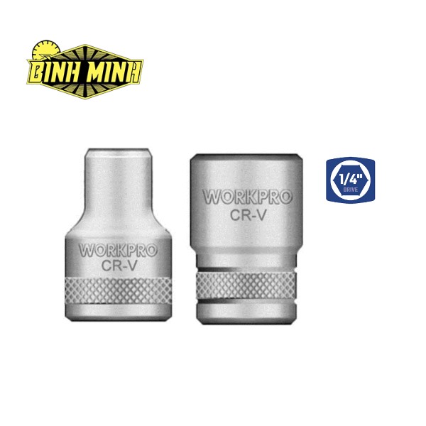 Đầu tuýp có đầu vuông 1/4 inch và đầu lục giác 6 cạnh size 10mm Workpro - WP274007