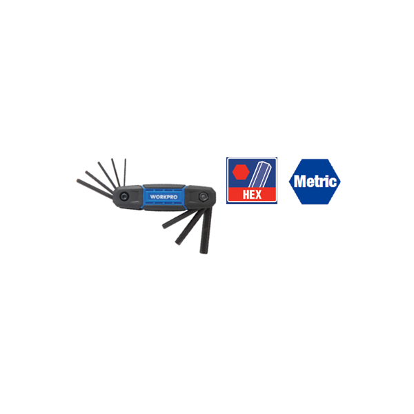 Bộ lục giác đầu bi, kiểu gấp, (1 bộ = 8 cái hệ mét, kích thước 1.5mm, 2mm, 2.5mm, 3mm, 4mm, 5mm, 6mm, 8mm), Workpro - WP222028